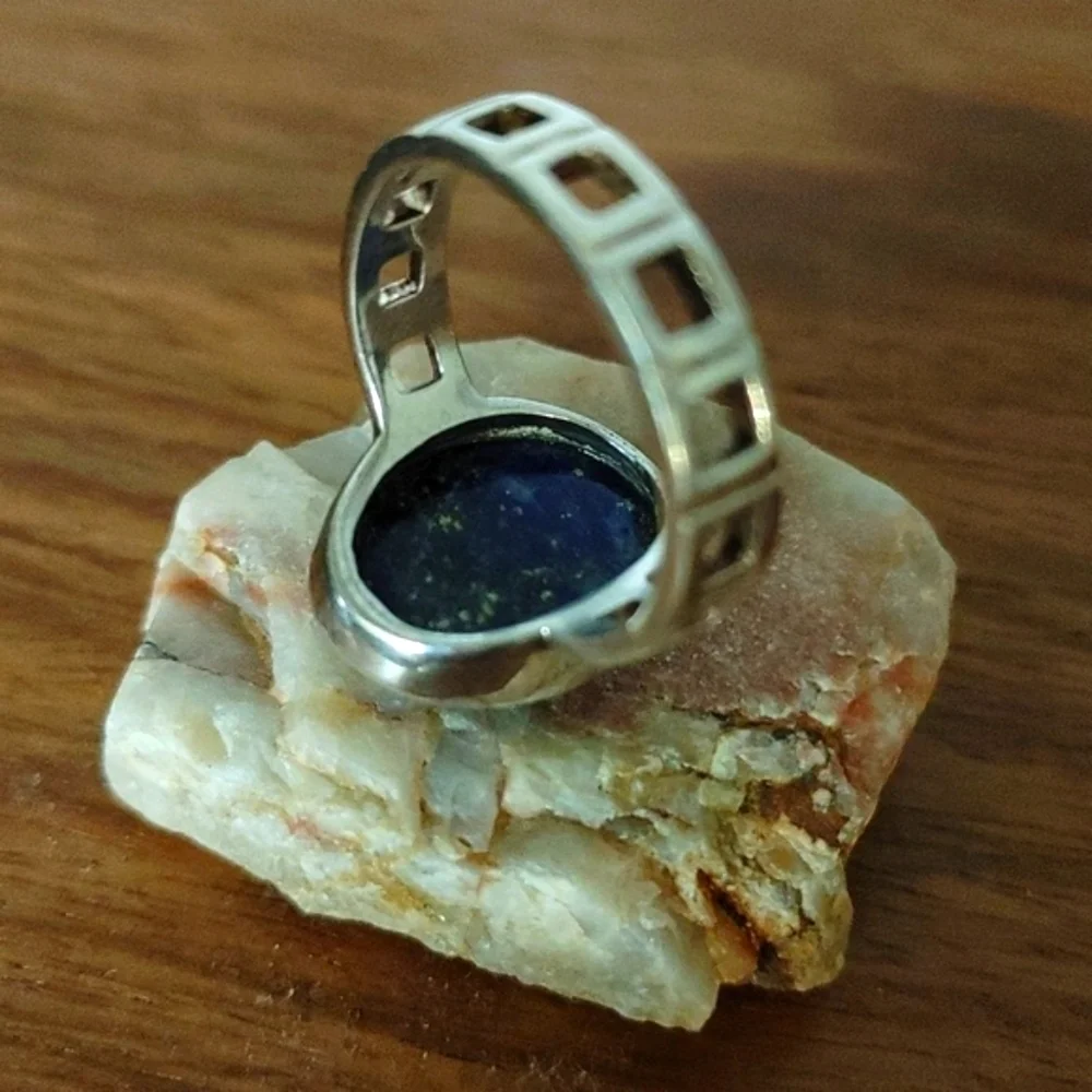 Lapis Lazuli Cabochon in Sterling Ring Size 8.75
